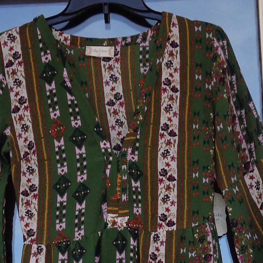 Relisted Altar’d State boho bell sleeve print long dress cottagecore size S - Picture 5 of 15
